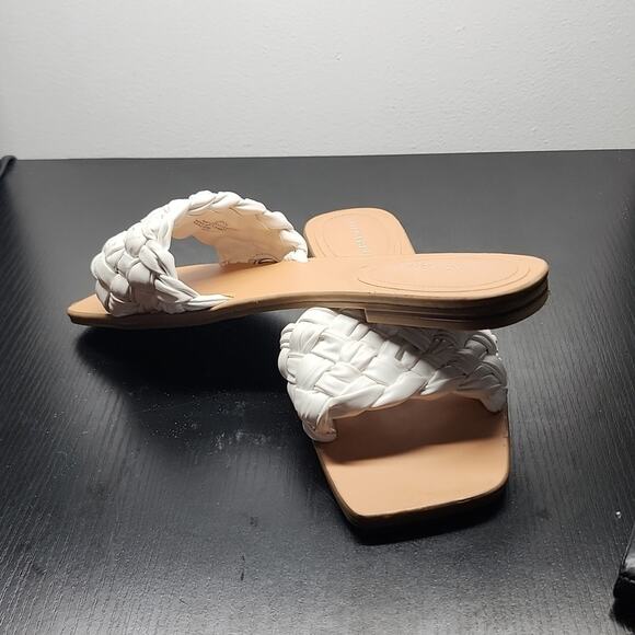 MARC FISHER SQUARE TOE SLIDES CRISS CROSS RIBBON THICK LEATHER BOTTOMS W.SIZE 10 - Picture 15 of 16